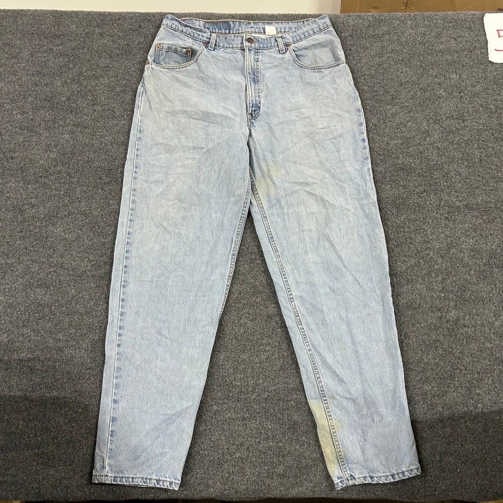 Levi's Jeans Mens Size 34x32 Light Wash 550 Relaxed Fit Tapered Leg Stained